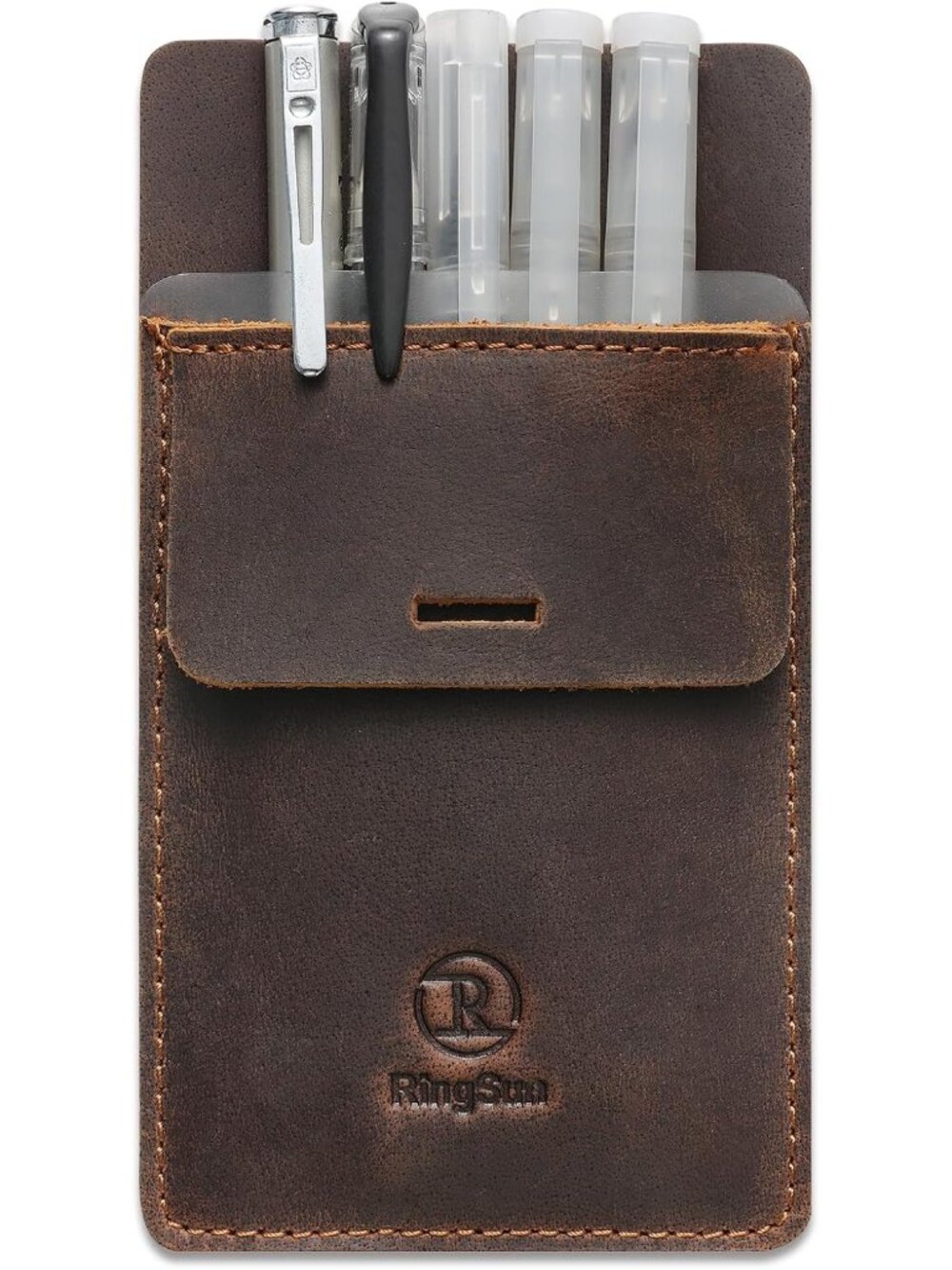 Pocket Protector for Men, Full Grain Leather Pen Protect Holder for Heavy Duty S